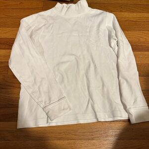 White L.L. Bean Cotton Mock Neck Long Sleeve Shirt Size XS Women